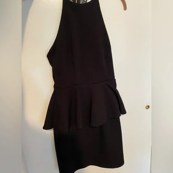 Charlotte Russe Dresses | Black Peplum Lace Back Mini Dress Size Small Formal | Color: Black | Size: S | Sarabeauch238's Closet